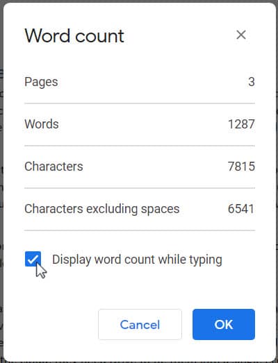 How to Display Word Count in Google Docs Constantly