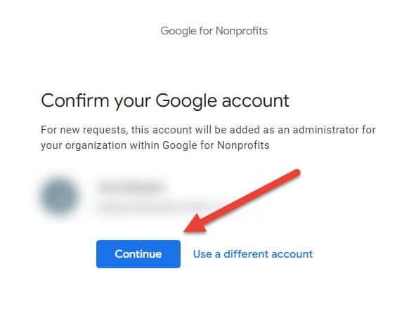 Confirm the Google Account You'd Like to Register as the Administrator of Your Google Workspace for Nonprofit Account