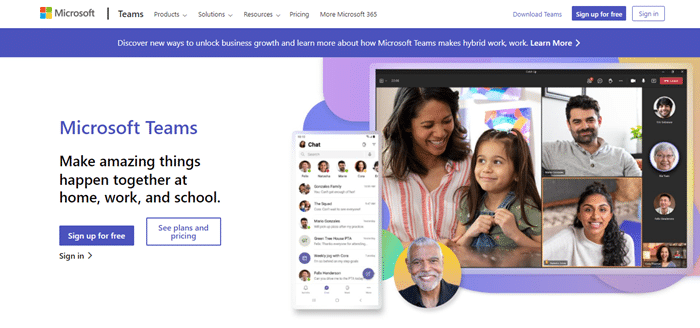 Microsoft Teams Homepage