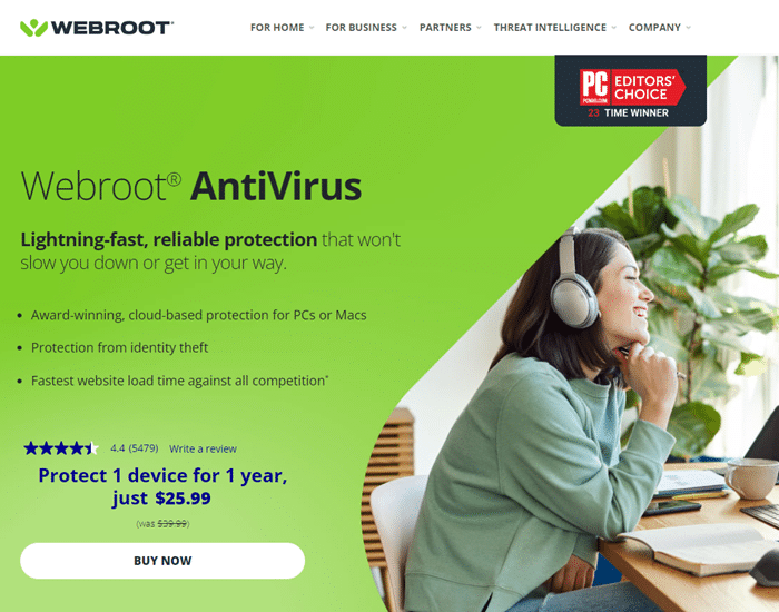 Webroot AntiVirus Homepage