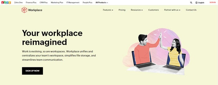 Zoho Workspace Homepage