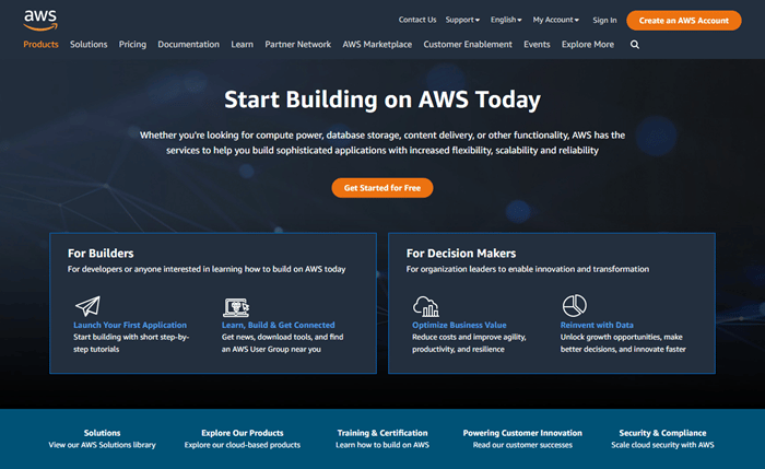 AWS - Amazon Web Services Homepage