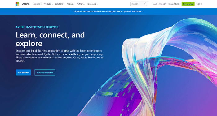 Microsoft Azure Homepage