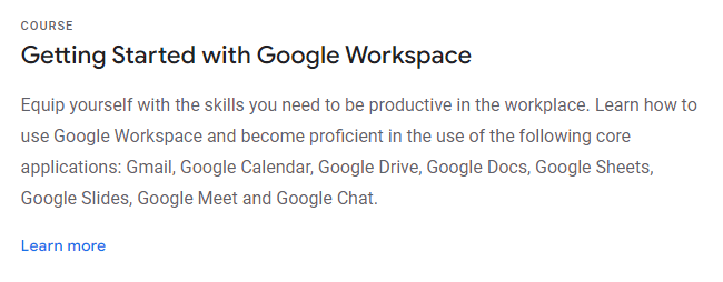 Getting Started with Google Workspace Course