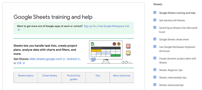 Google Sheets Training and Help