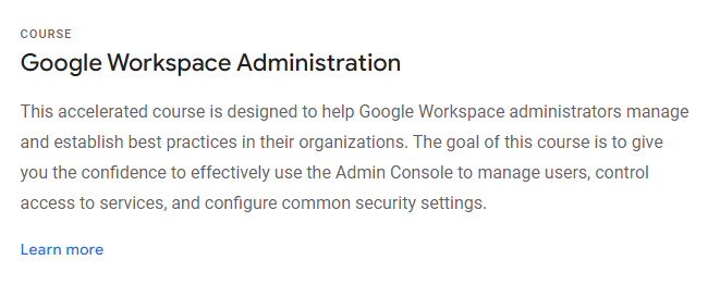 Google Workspace Administration Course
