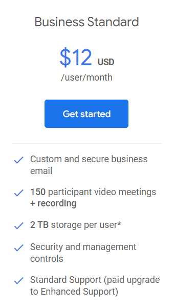 Google Workspace Business Standard Price