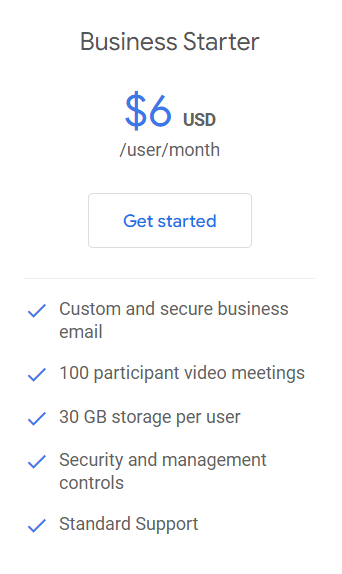 Google Workspace Business Starter Price