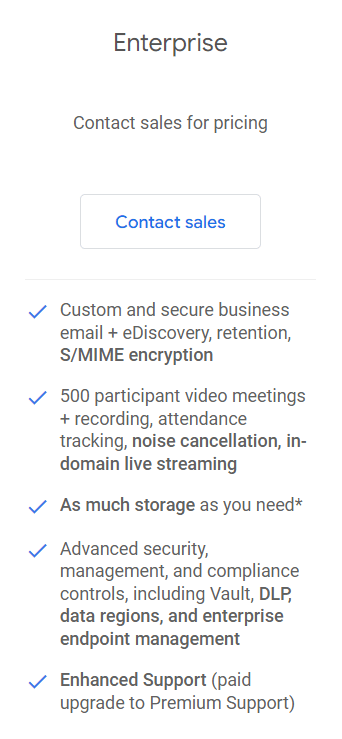 Google Workspace Enterprise Plan Price